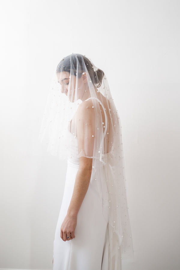 bridal veils.  bridal accessories.  fingertip veil.  tiered veil.  pearl veil.  bridal shop near me